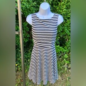 Lovely Girl Striped Black and White Midi Dress Size S
